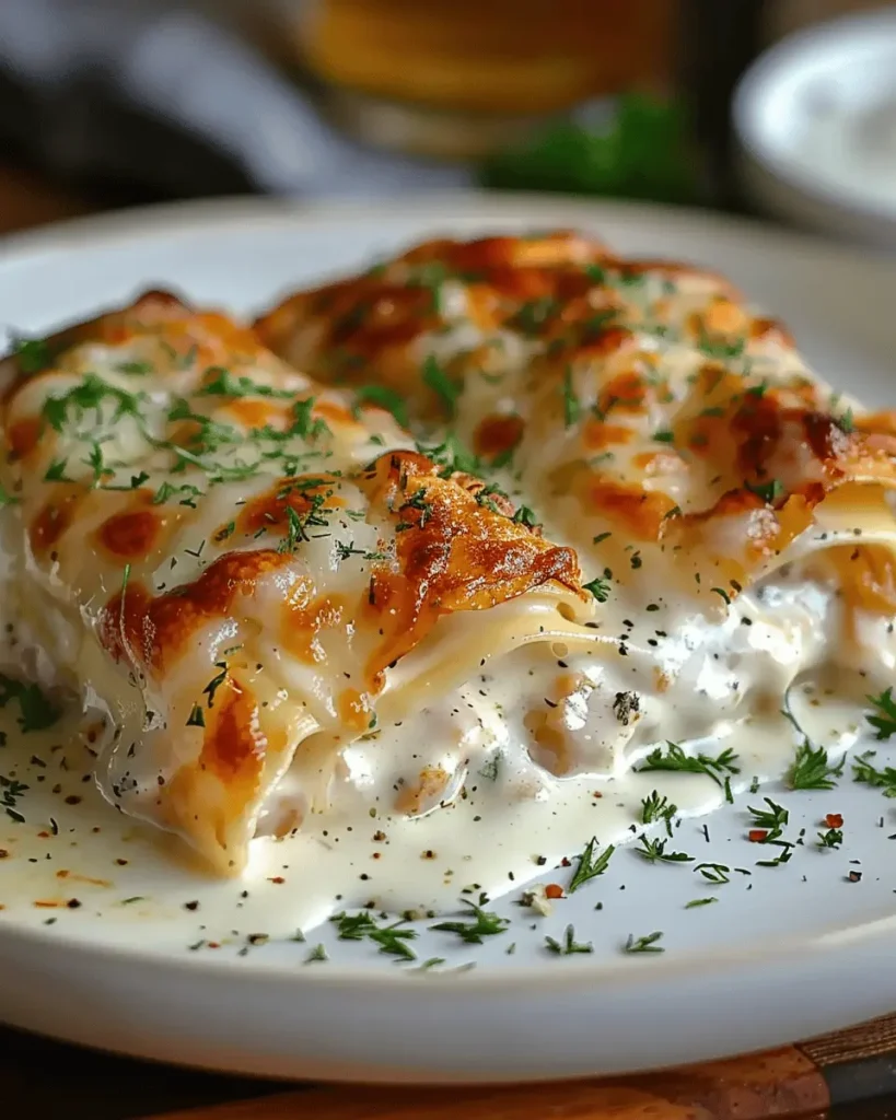Chicken Alfredo Lasagna Rolls