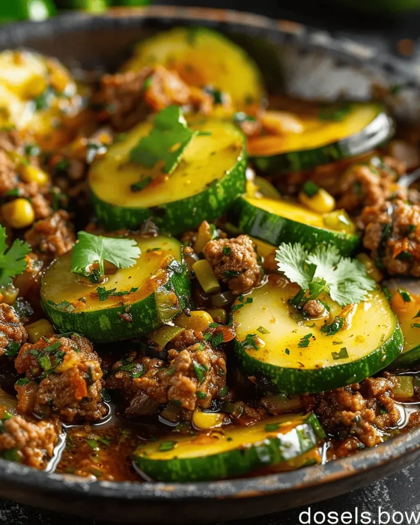 Mexican Calabacitas Con Carne Molida En Salsa Verde
