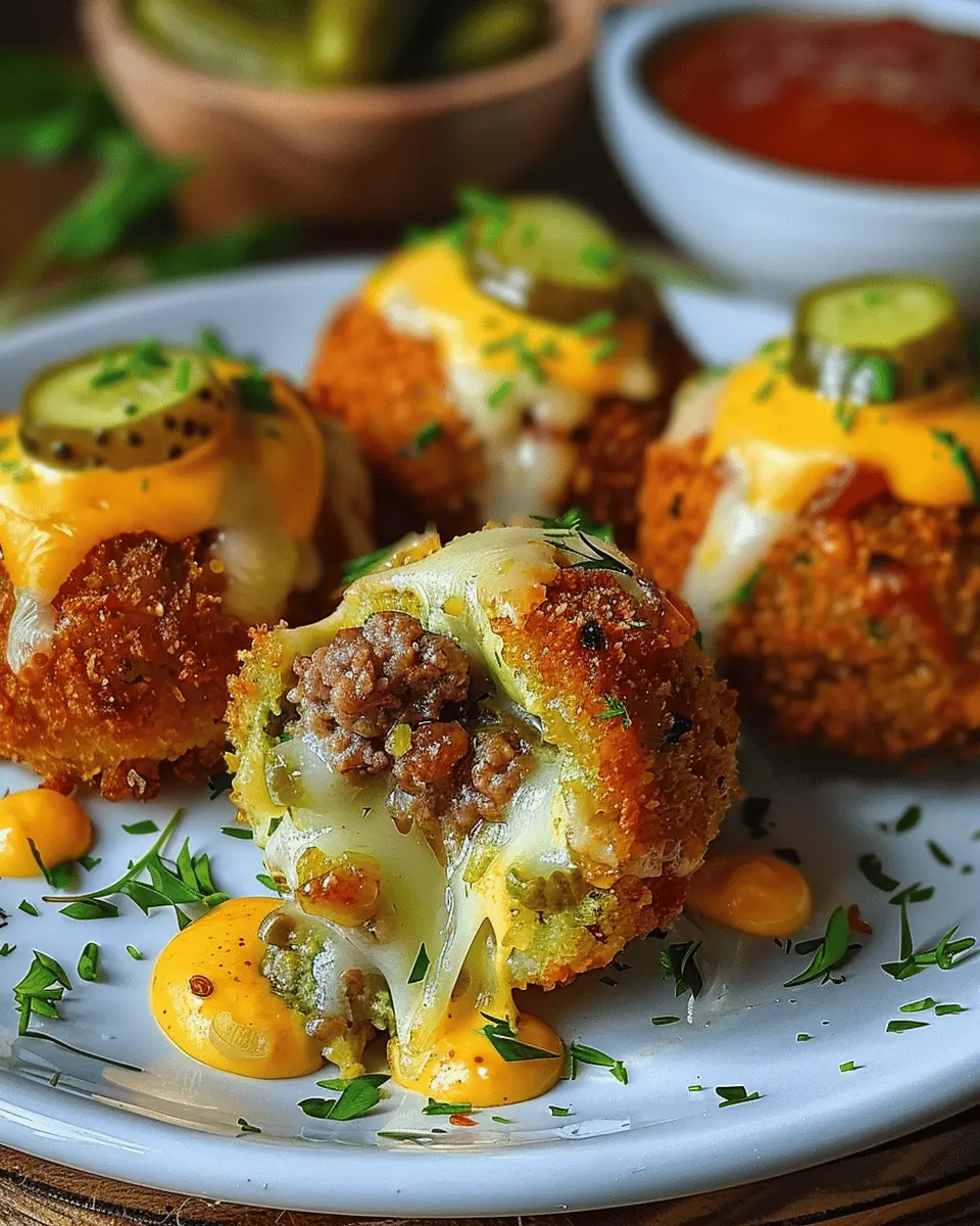 Dill Pickle Cheeseburger Mozzarella Bombs