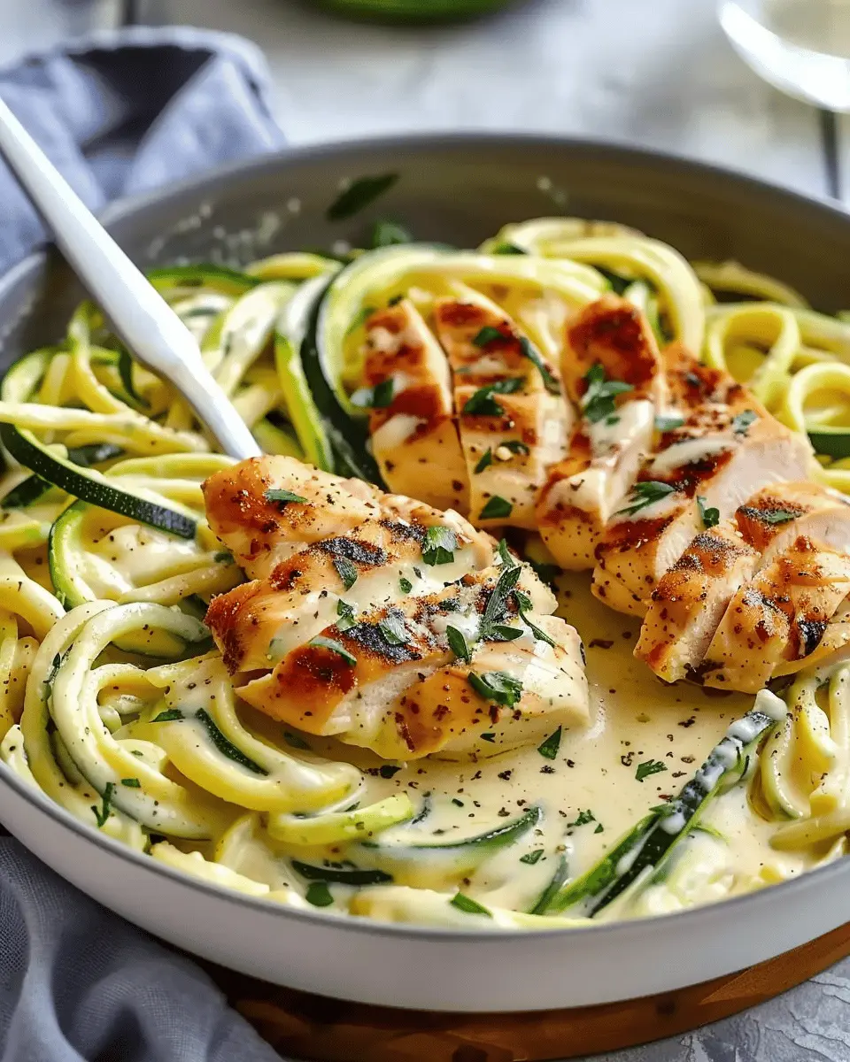 Creamy Zucchini Noodle Chicken Alfredo