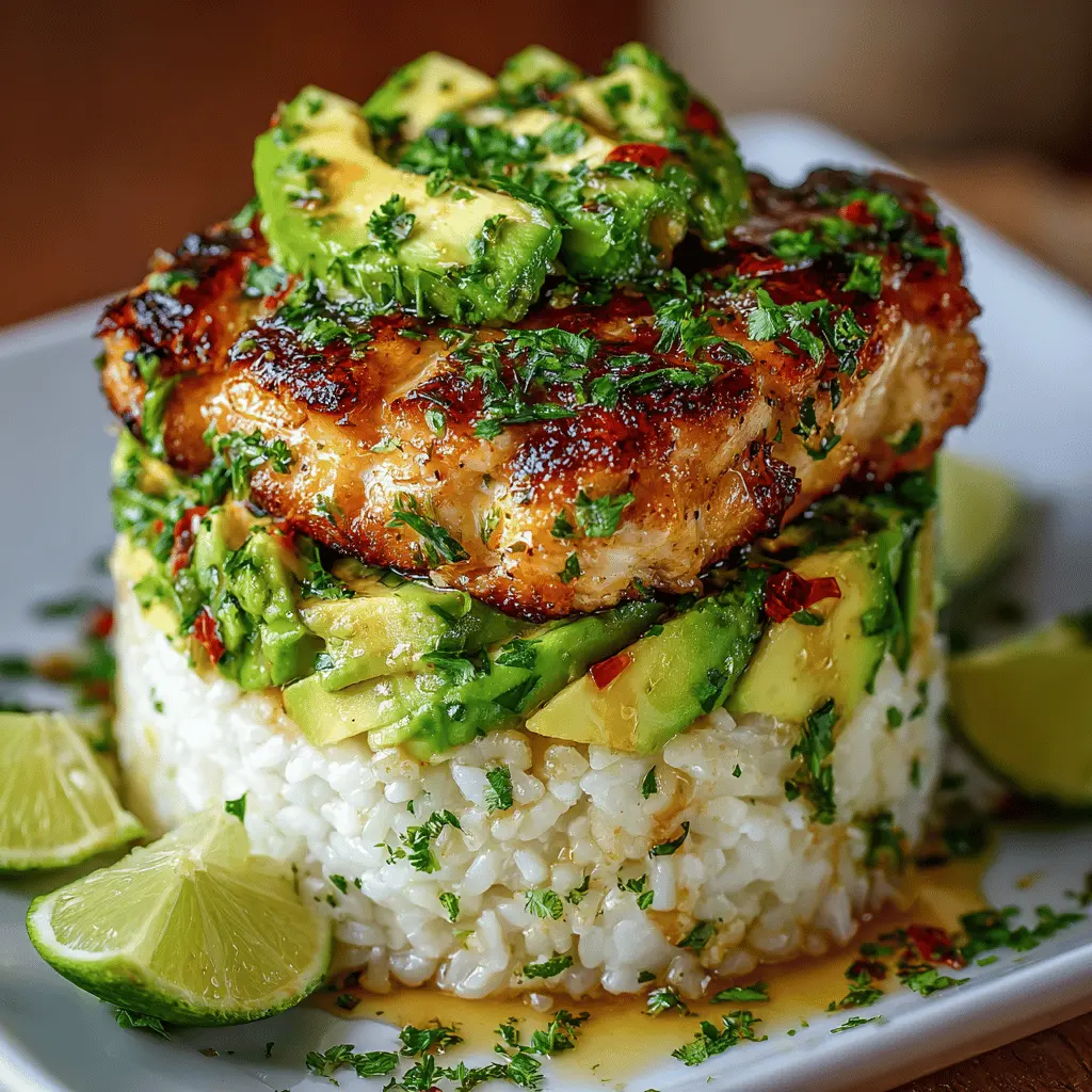 Honey Lime Chicken and Avocado Rice Stack