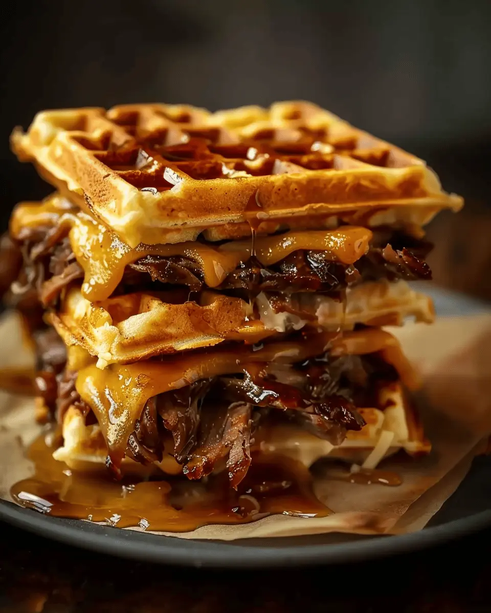 Bourbon-Maple Brisket Grilled Cheese Wafflewich