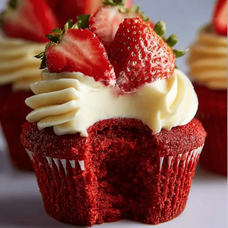 STRAWBERRY CHEESECAKE RED VELVET CUPCAKES