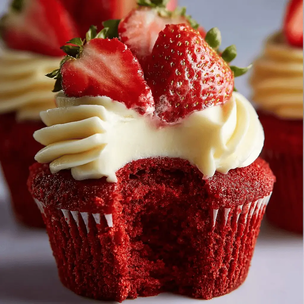 STRAWBERRY CHEESECAKE RED VELVET CUPCAKES