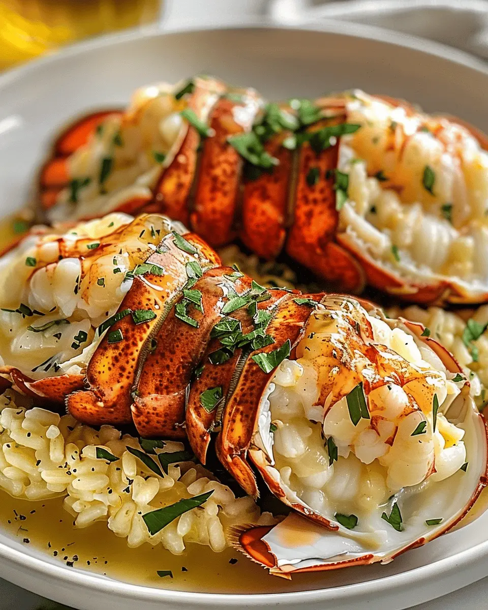 Butter Poached Lobster Tails with Risotto