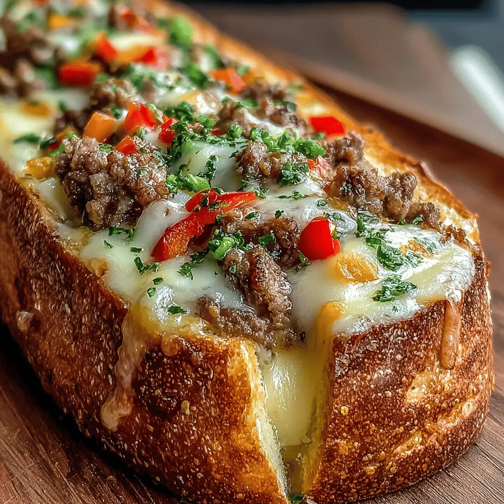 Loaded Cheesesteak Garlic Bread