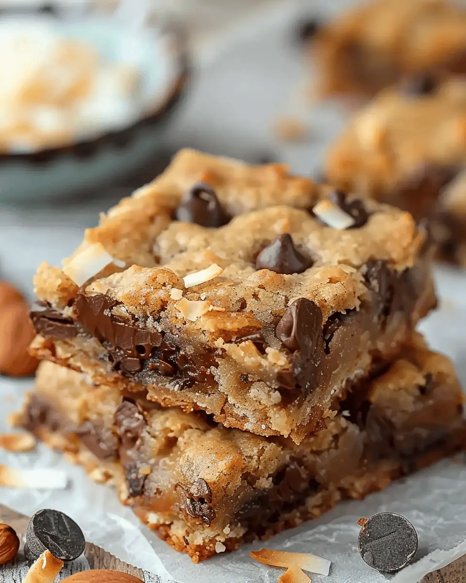 Coconut Toffee Chocolate Chip Cookie Bars