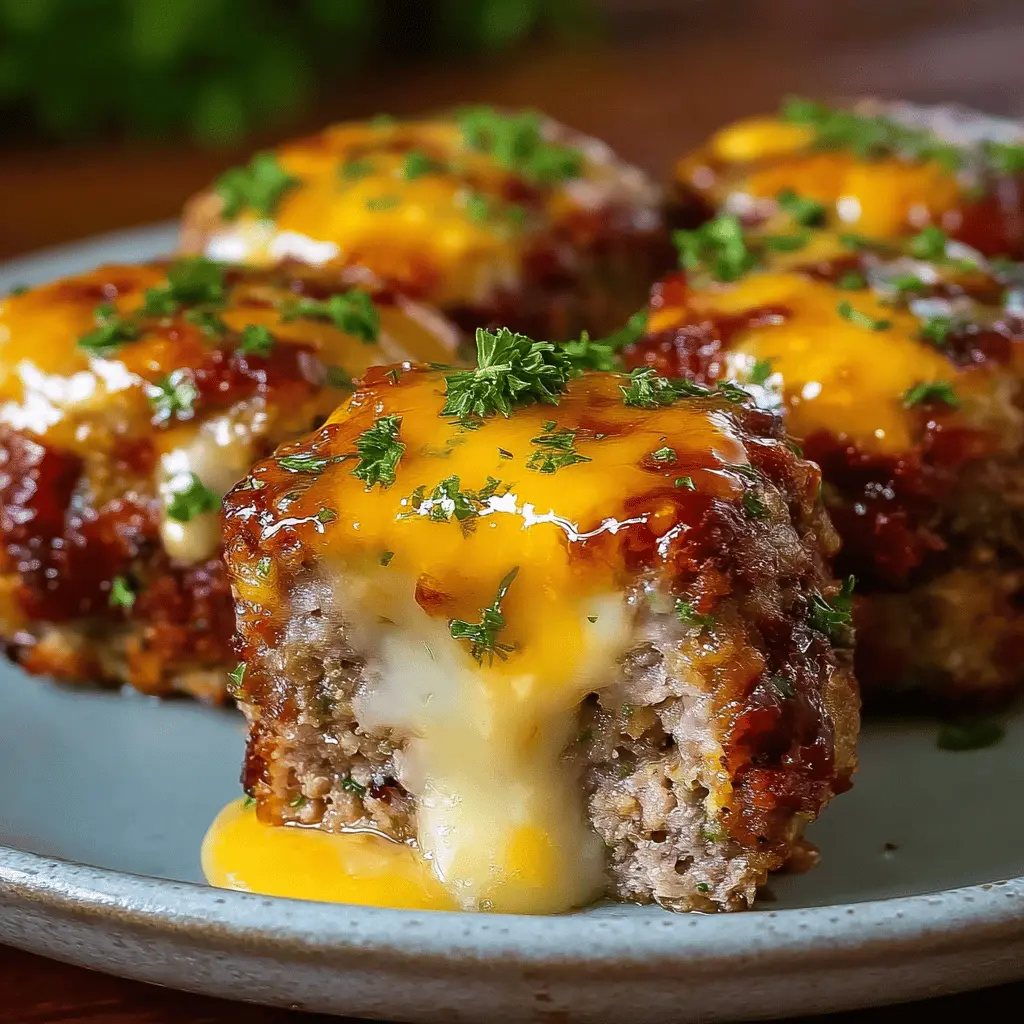 Cheesy Stuffed Meatloaf Bites