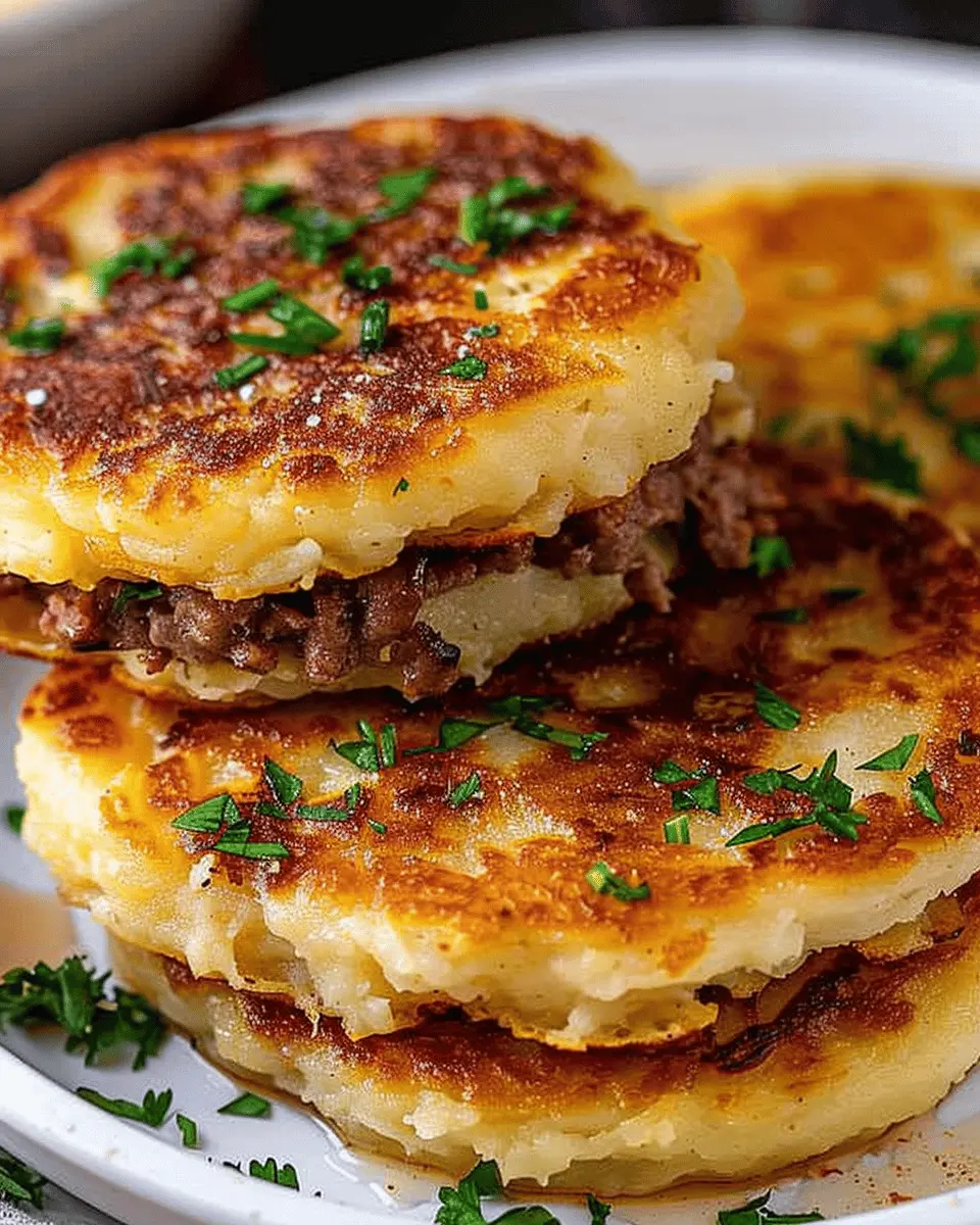 Mashed Potato Pancakes with Meat Filling