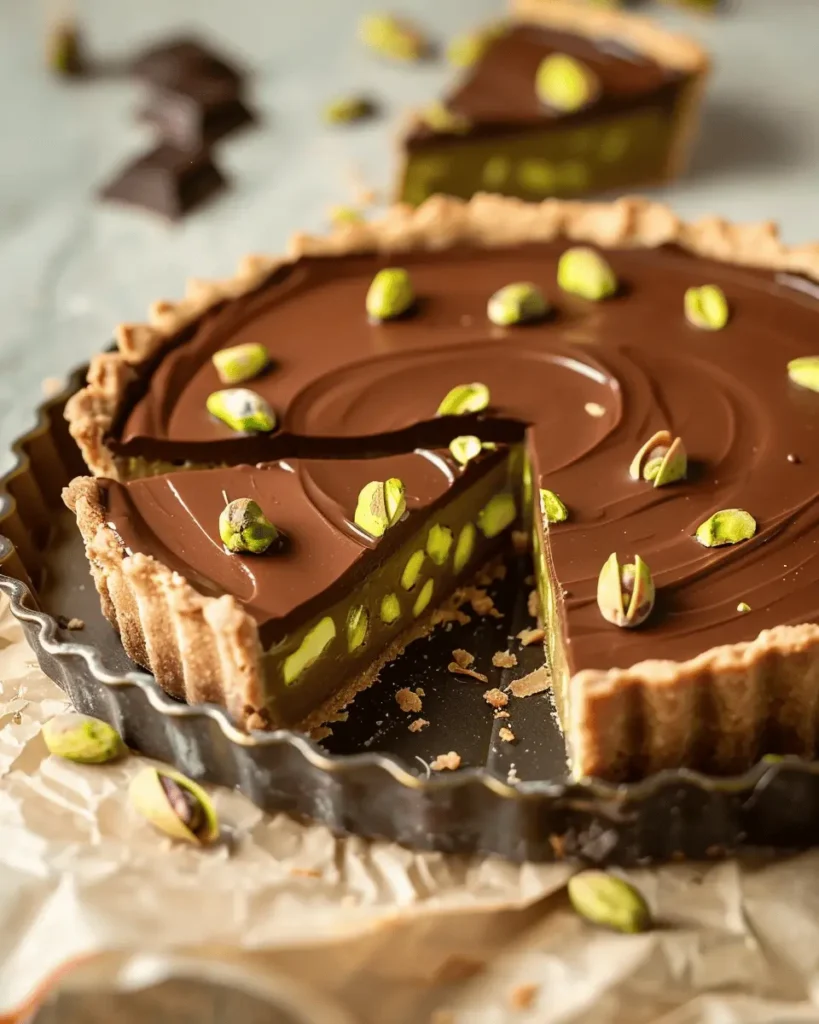 Chocolate Pistachio Tart with Ganache