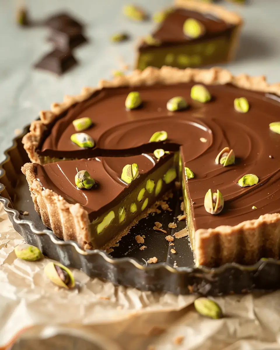 Chocolate Pistachio Tart with Ganache
