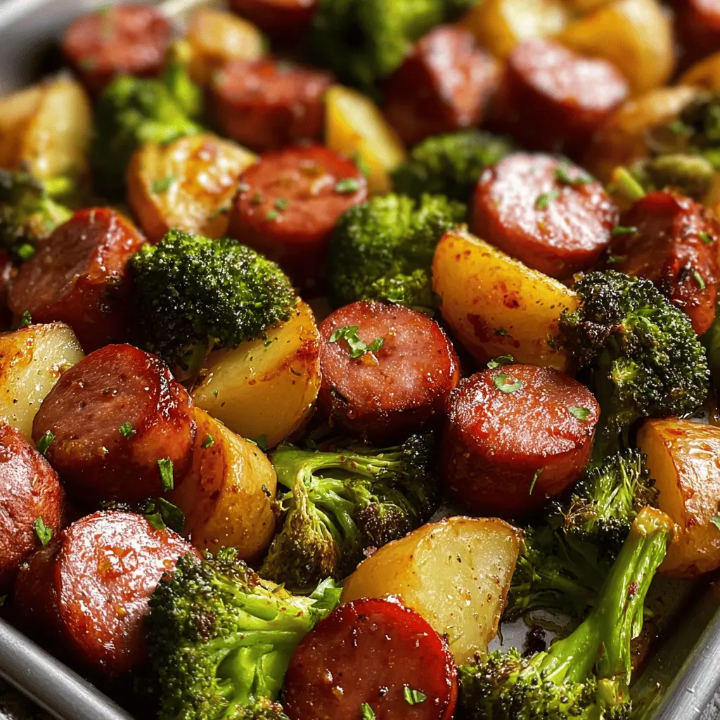 Sheet Pan Honey Garlic Kielbasa, Potatoes, & Broccoli