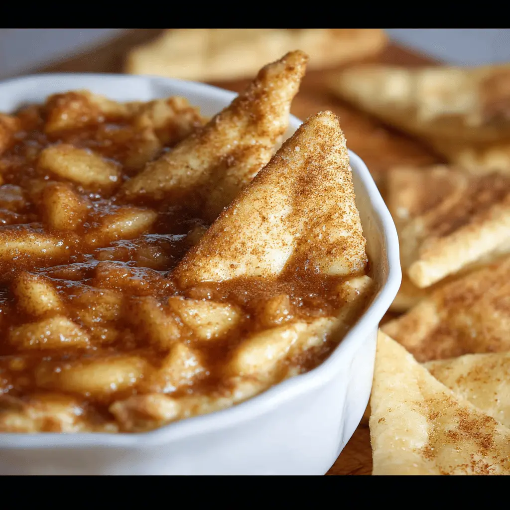 Apple Pie Dip with Cinnamon Sugar Tortilla Chips