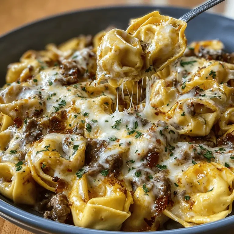 Cheesesteak Tortellini in Rich Provolone Sauce
