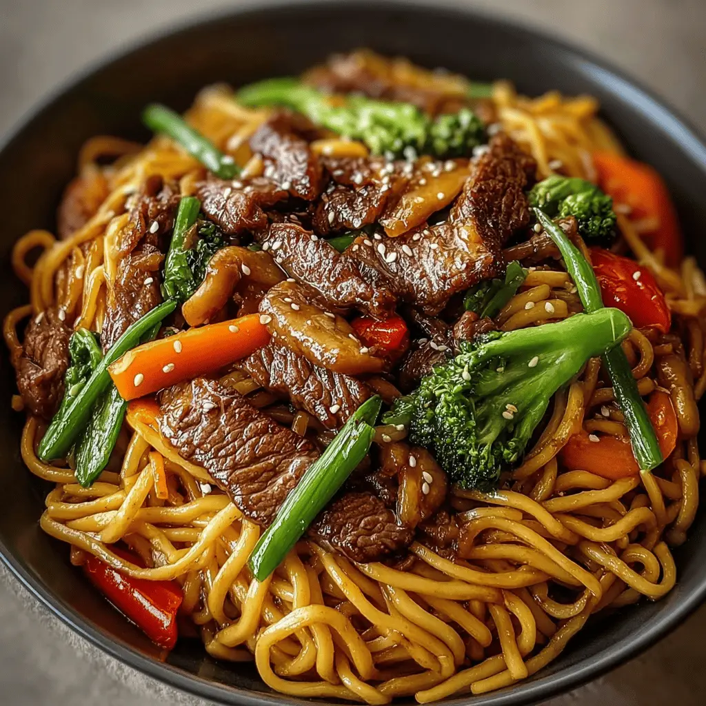 BEEF LO MEIN WITH VEGETABLES