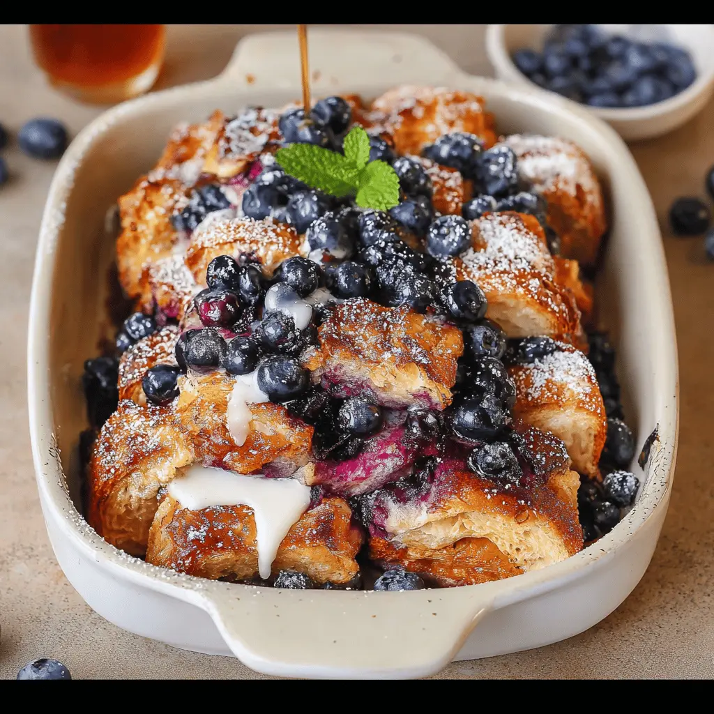 Blueberry Croissant French Toast Bake