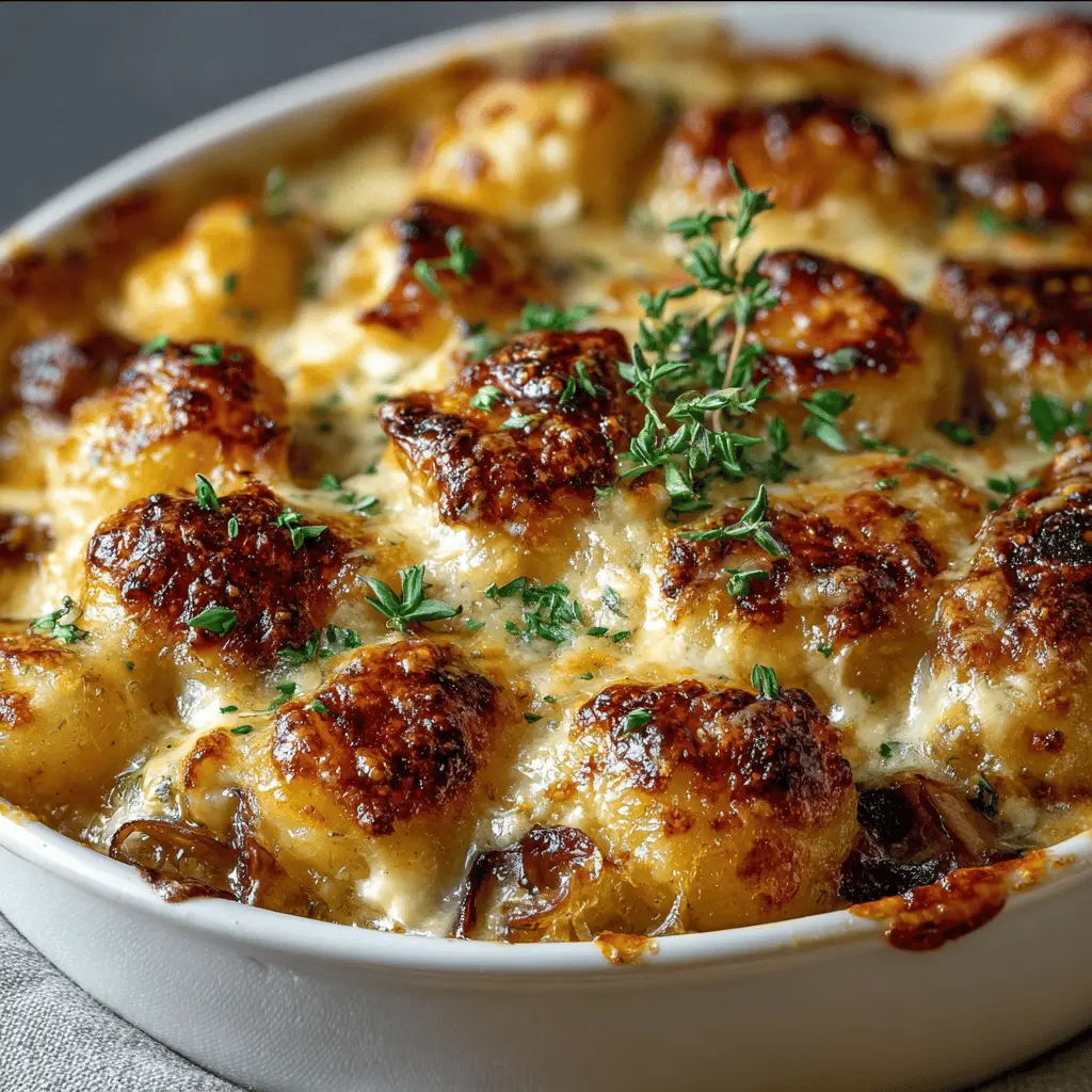 Creamy French Onion Gnocchi Bake