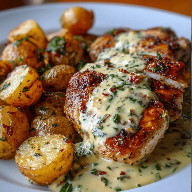 Creamy Garlic Chicken with Roasted Baby Potatoes
