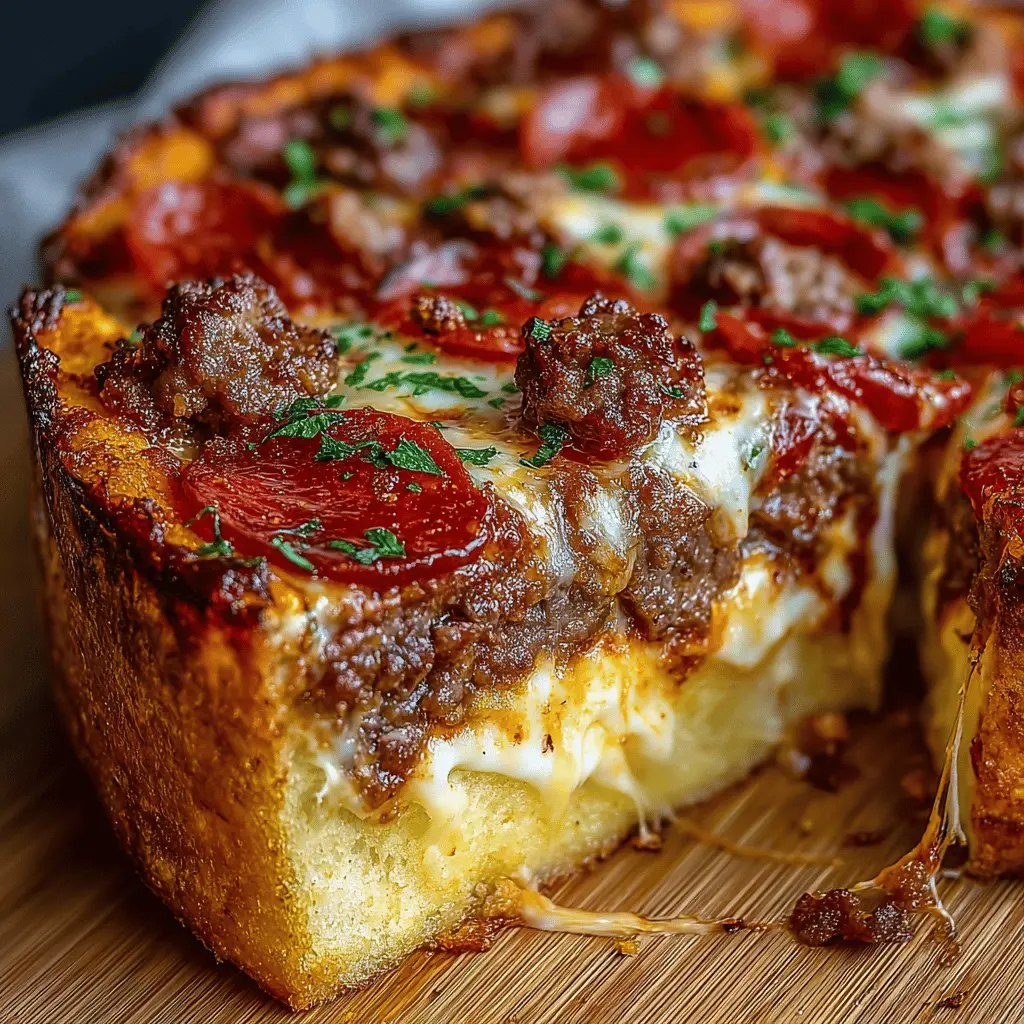 Deep Hamburger Beef Sausage & Pepperoni Pie