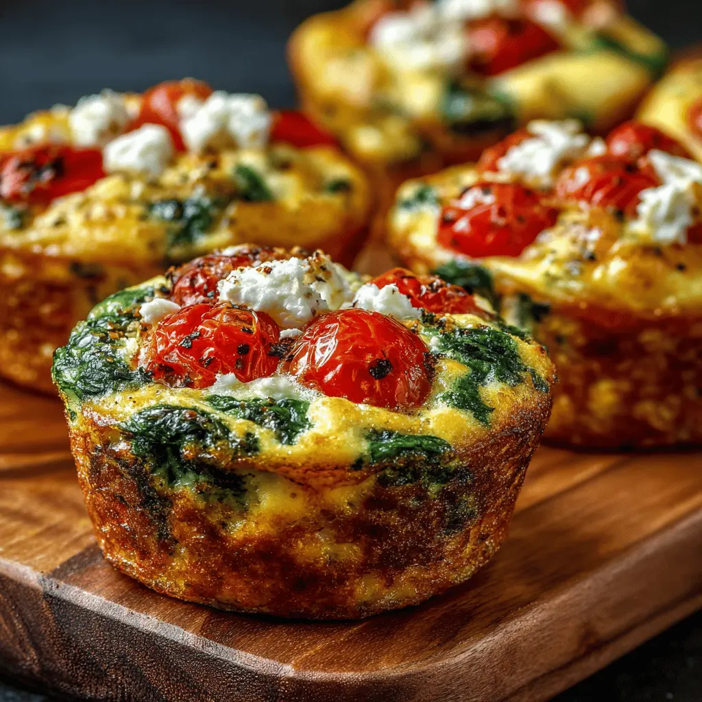 Egg Muffins with Feta, Cherry Tomatoes, and Spinach