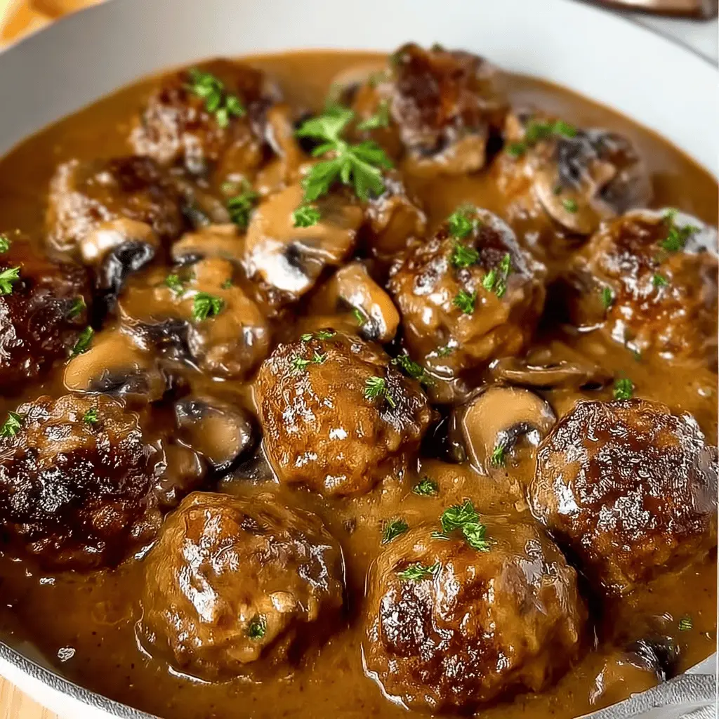 GOURMET MEATBALLS IN A RICH MUSHROOM SAUCE