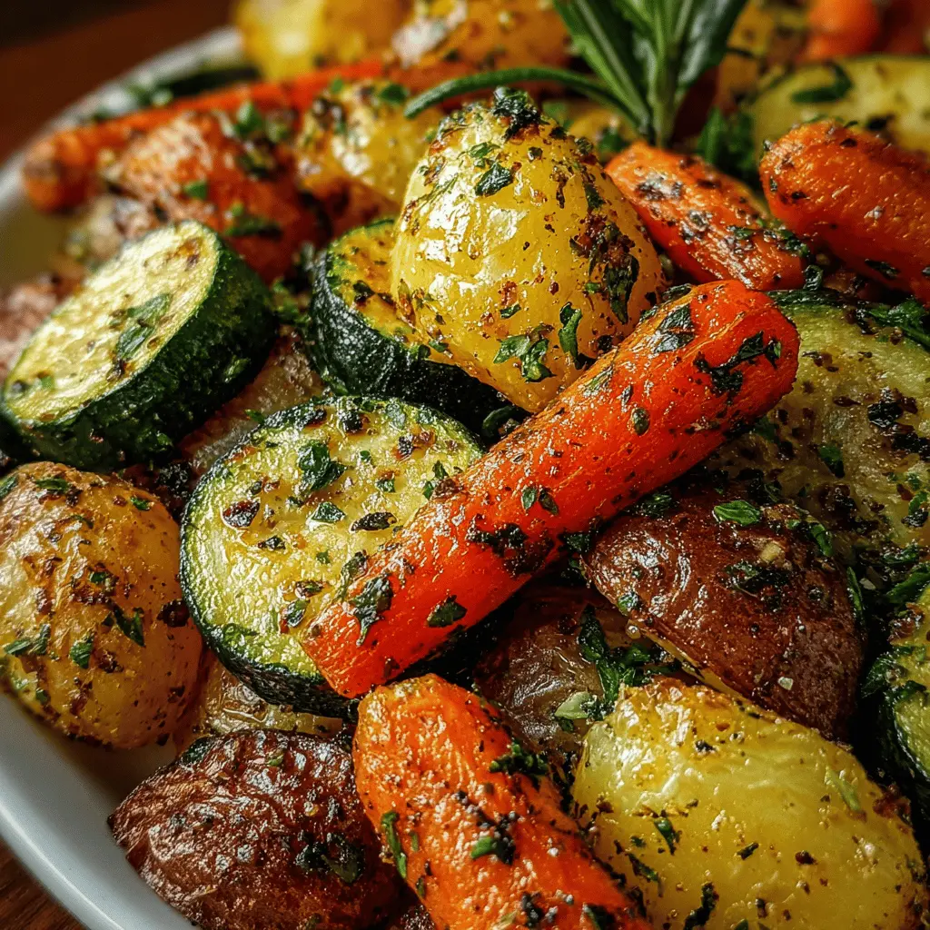 Garlic Herb Roasted Potatoes, Carrots, and Zucchini