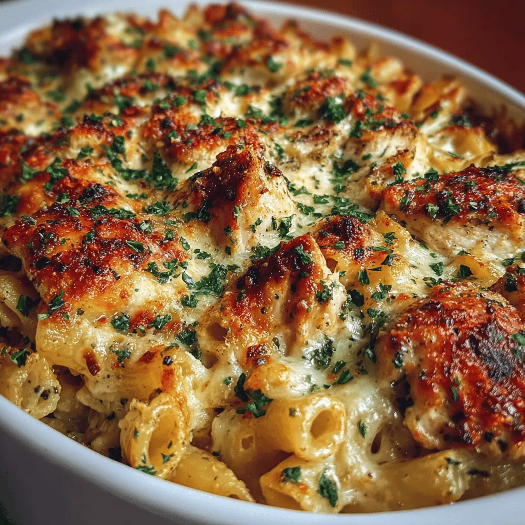 Garlic Parmesan Chicken Pasta Bake