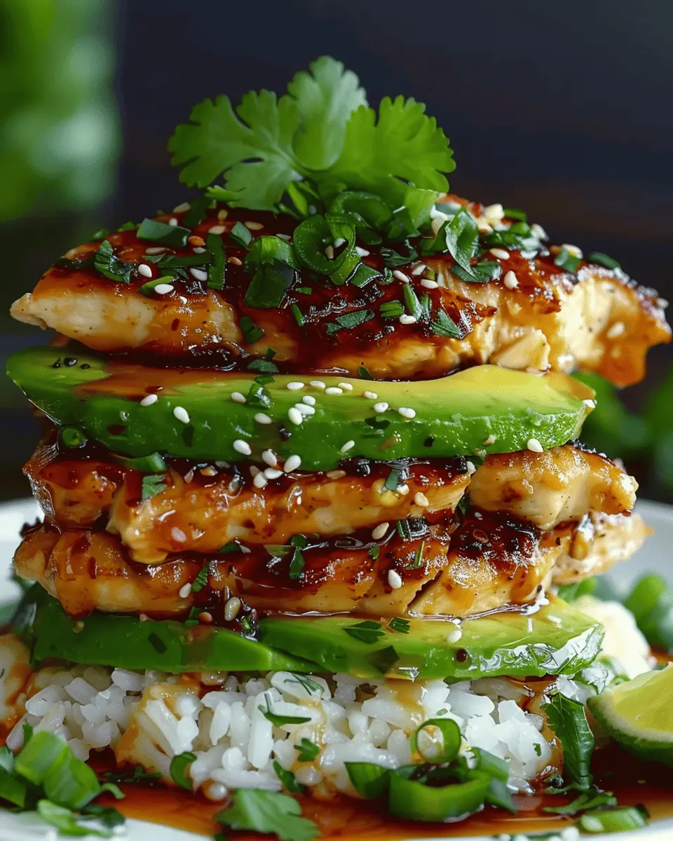 Honey Lime Chicken & Avocado Rice Stack