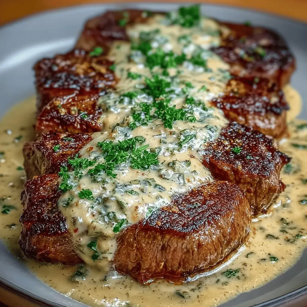 Juicy Steak with Creamy Garlic Sauce