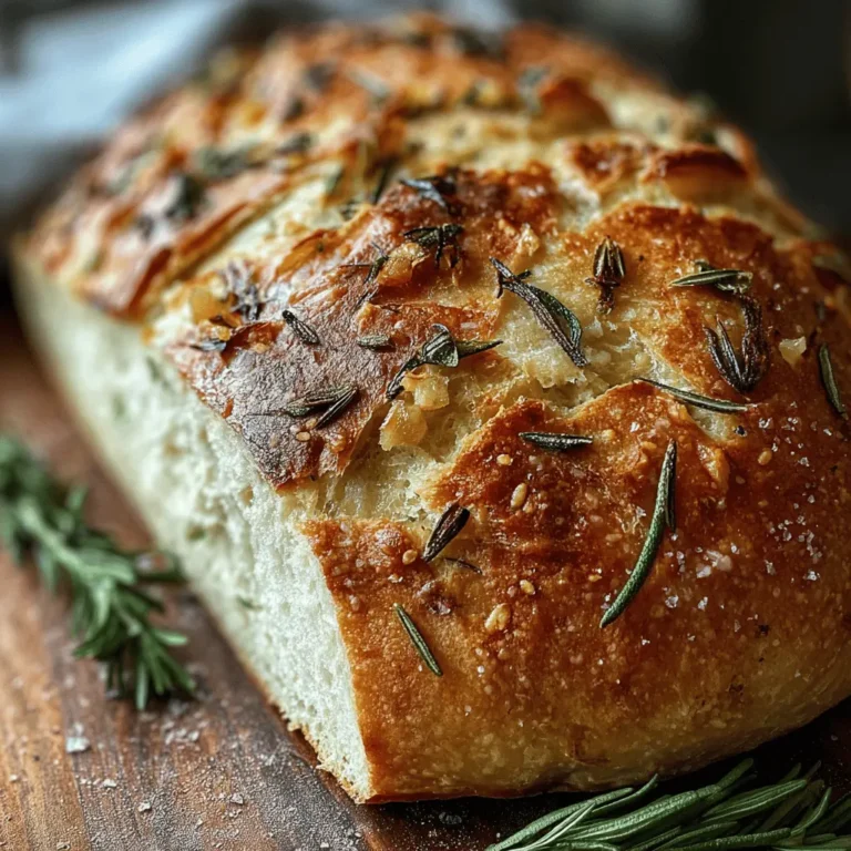 Rustic No-Knead Rosemary Garlic Bread