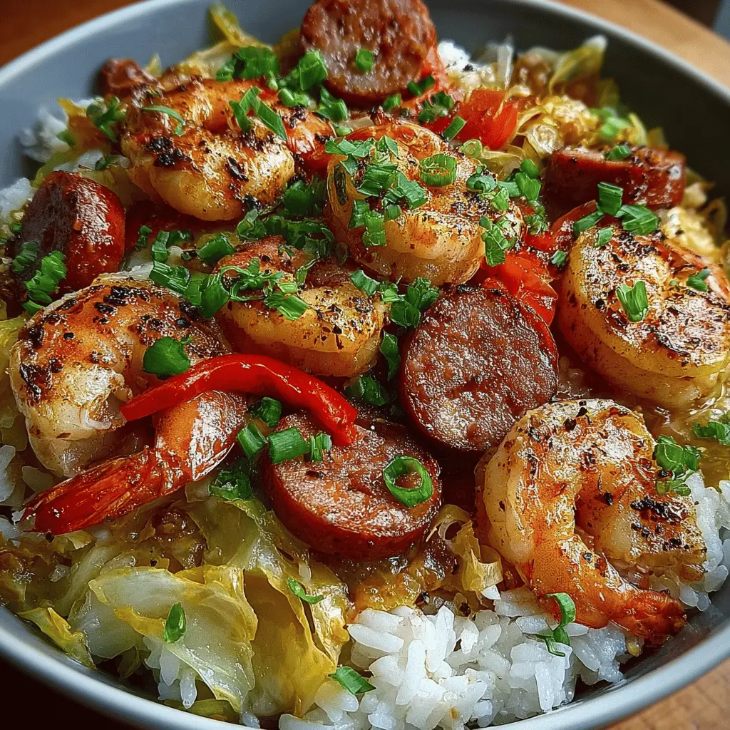 Shrimp and Sausage Cabbage Bowl with Rice