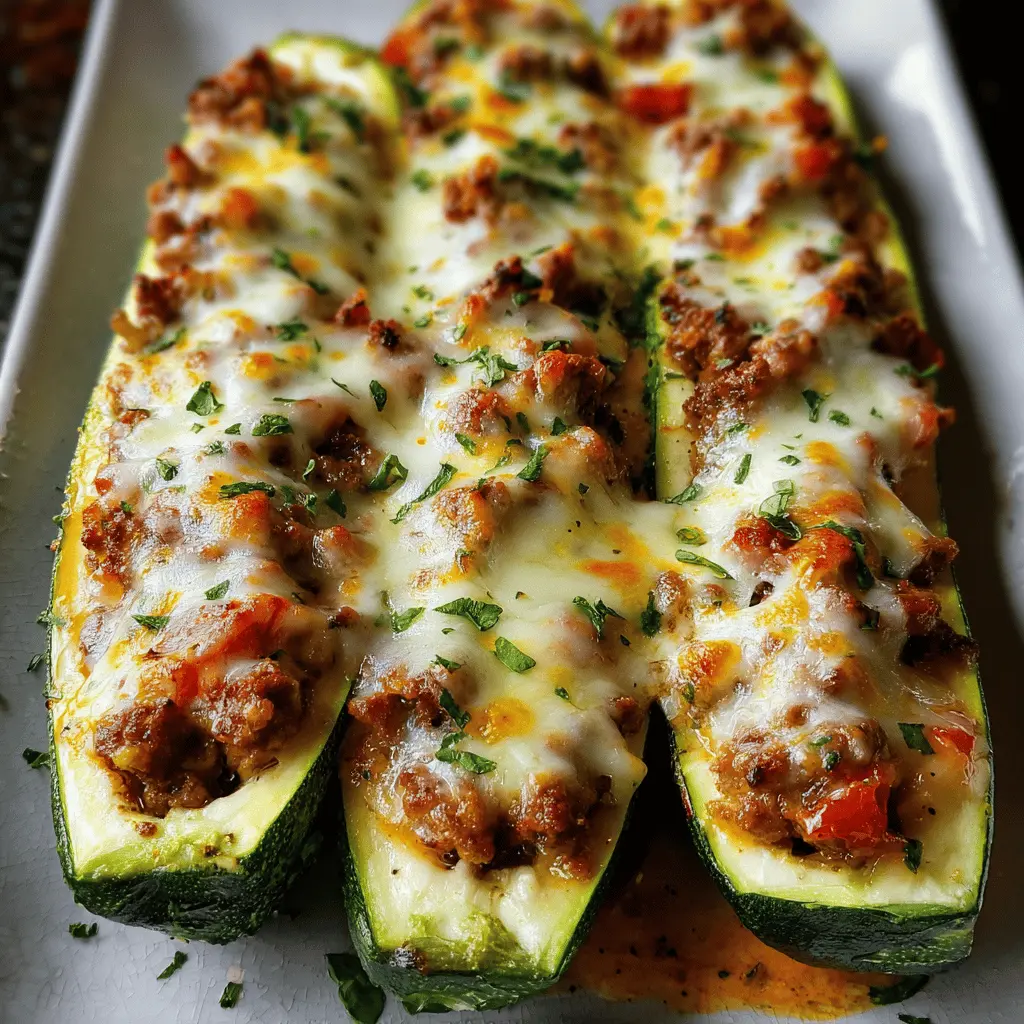 Stuffed Zucchini Boats with Sausage and Cheese
