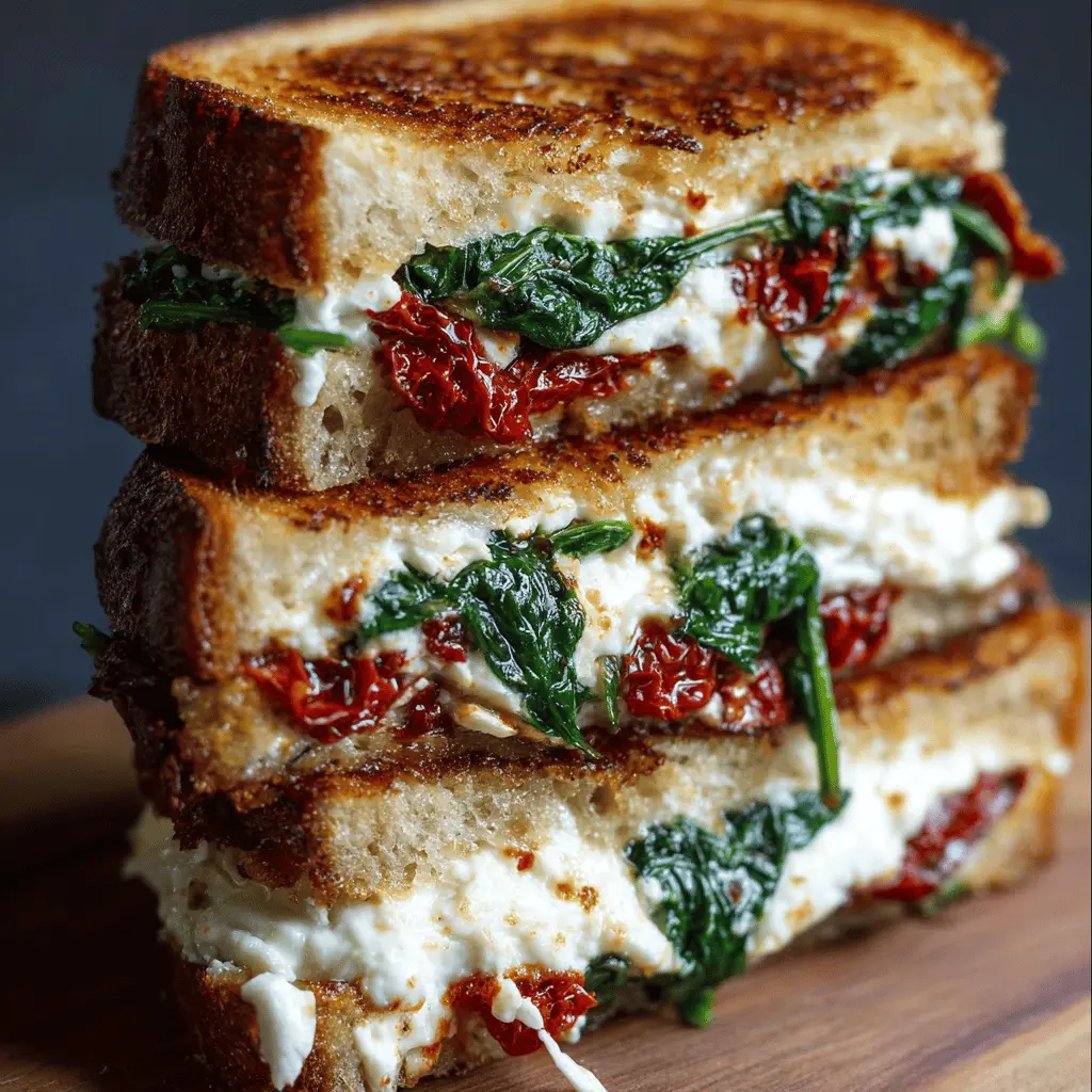 Sun-Dried Tomato, Spinach & Ricotta Grilled Cheese