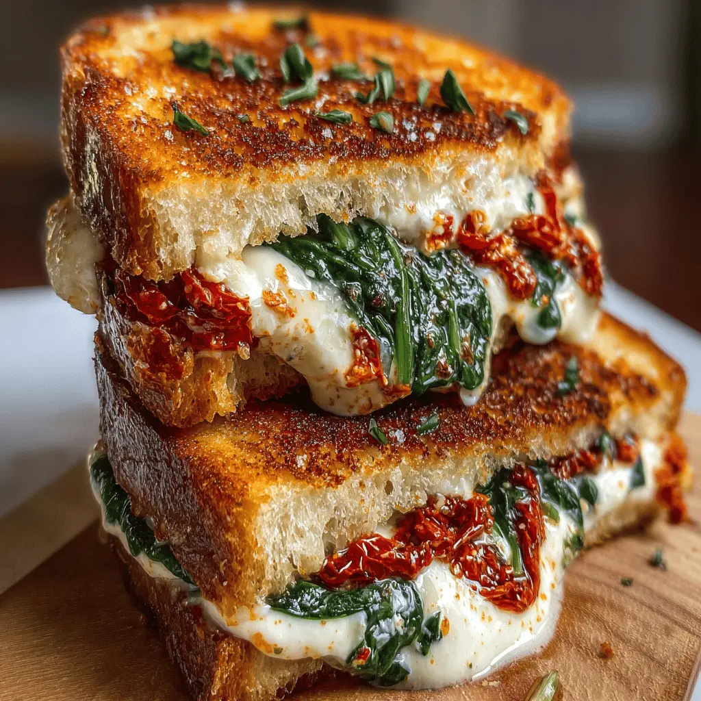 Sun-Dried Tomato, Spinach, and Ricotta Grilled Cheese