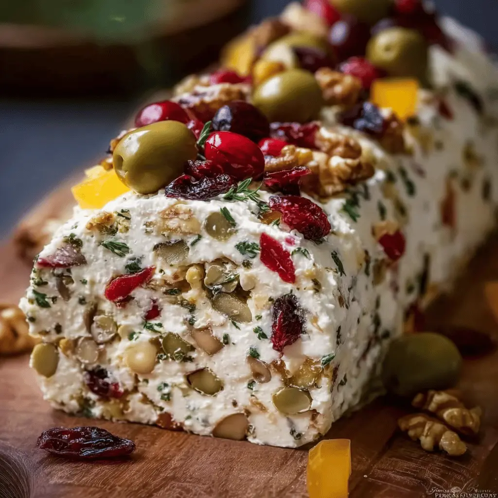 Festive Antipasto Cream Cheese Log