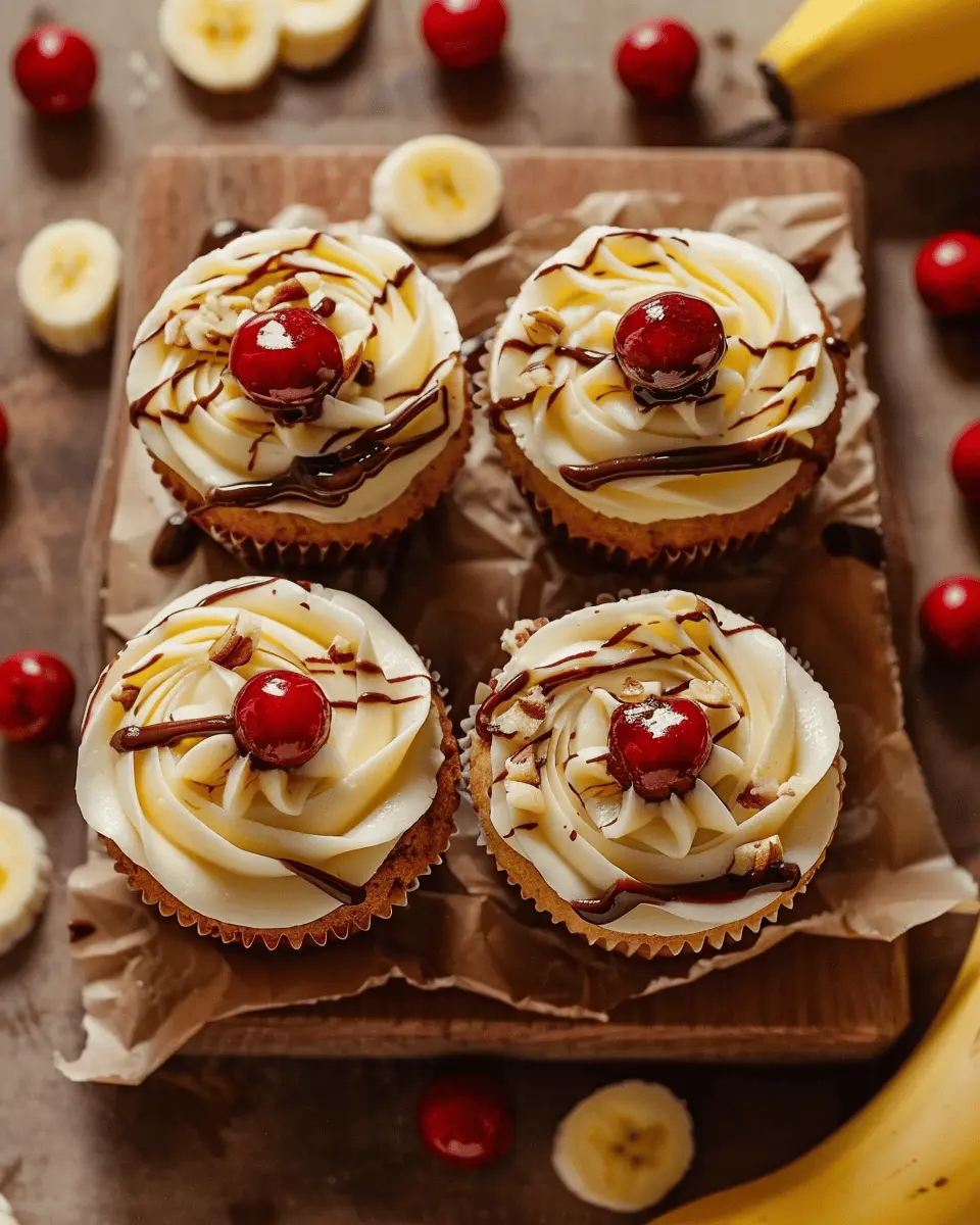 Banana Split Cupcakes