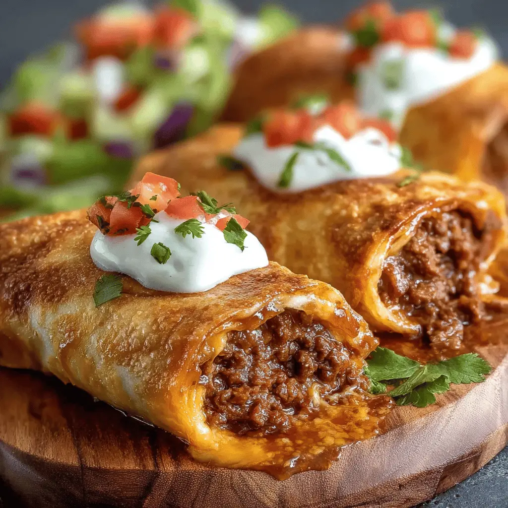 Crispy Beef Cheese Chimichangas