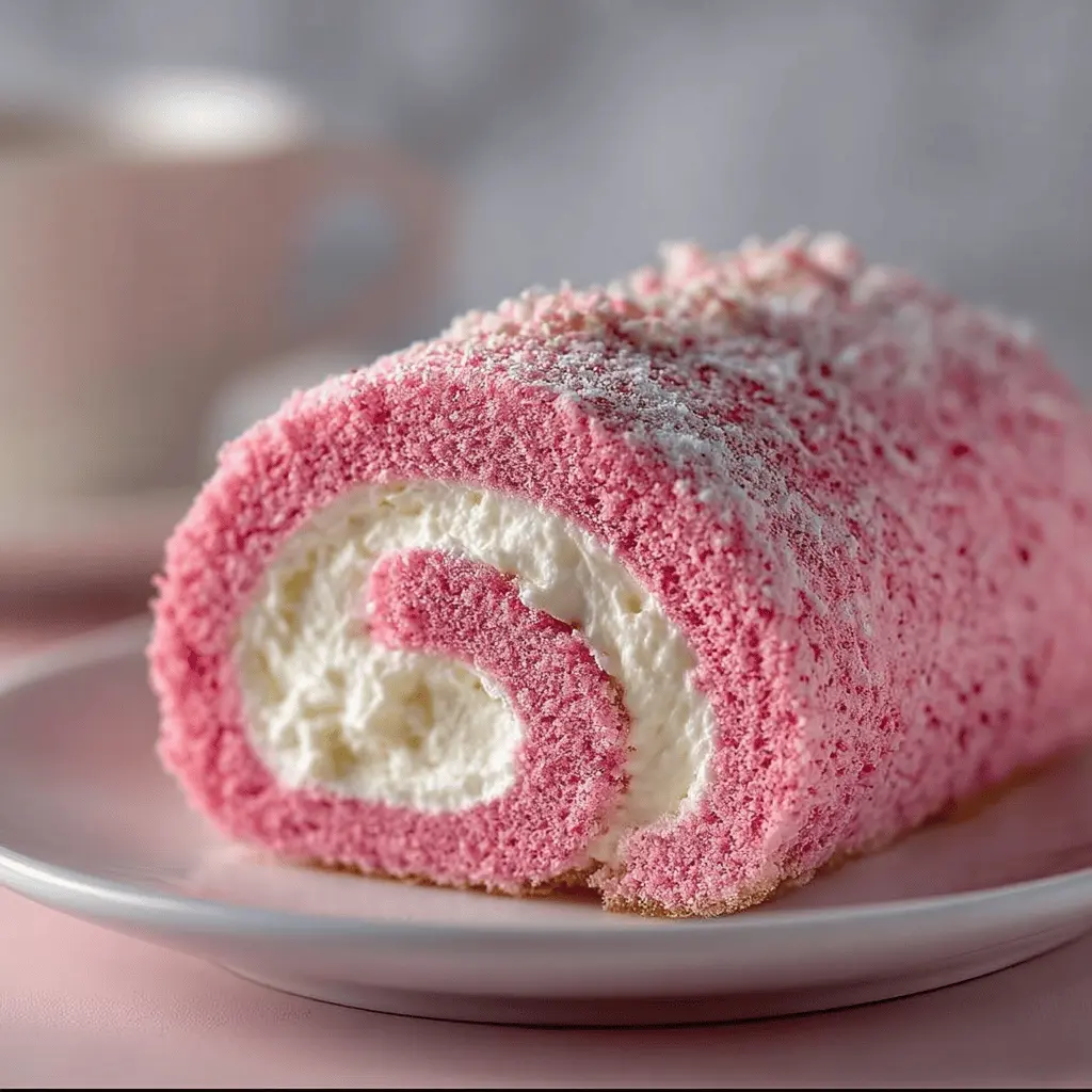 Pink Velvet Cake Roll with Cream Cheese Filling