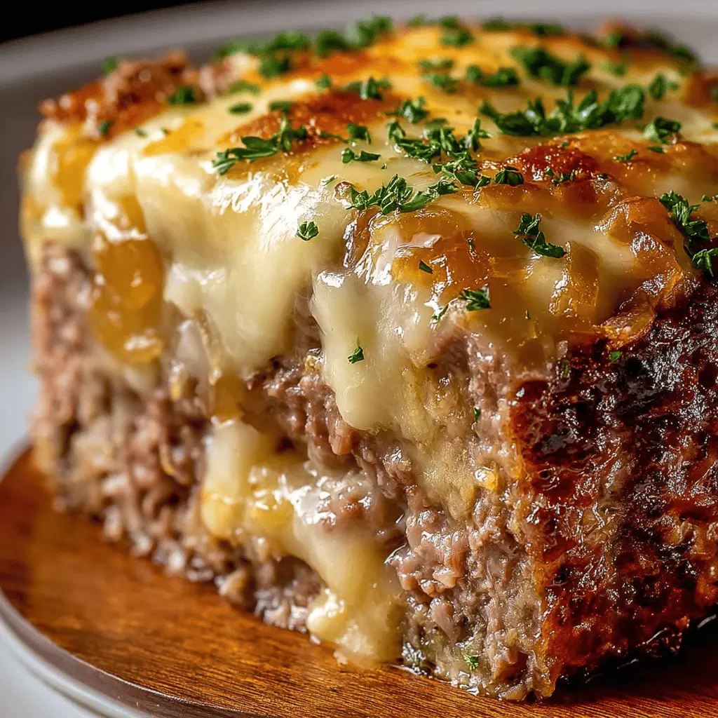 Crockpot French Onion Beefloaf Swiss Cheese
