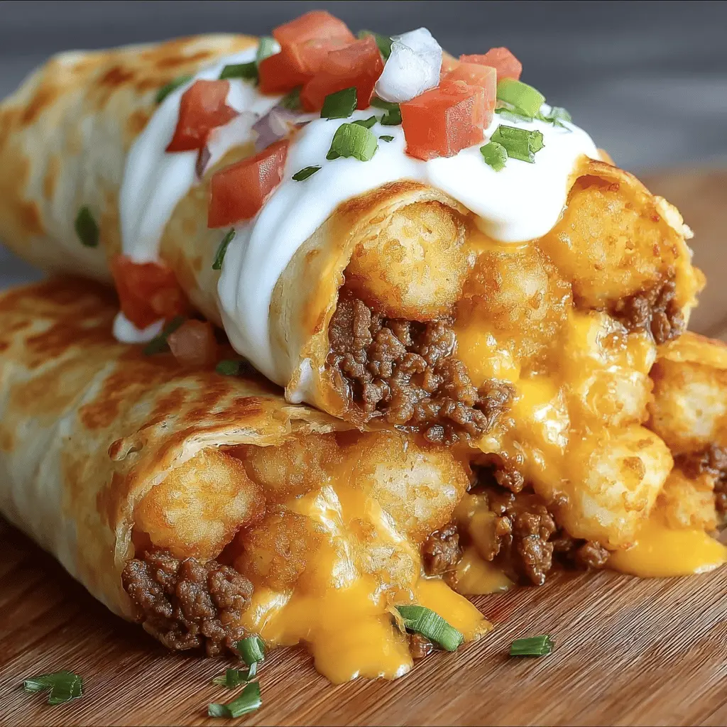 Loaded Beef & Cheese Tater Tot Burrito