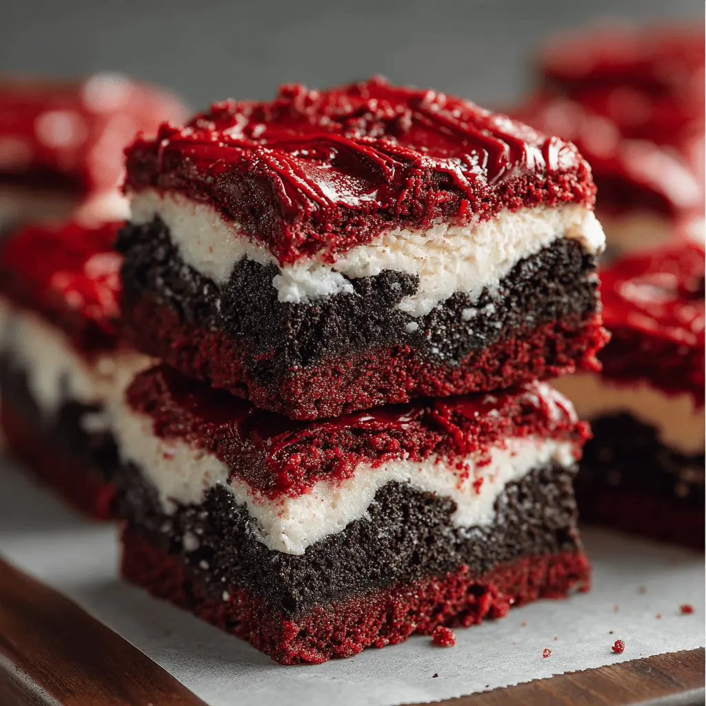Oreo Stuffed Red Velvet Brownies