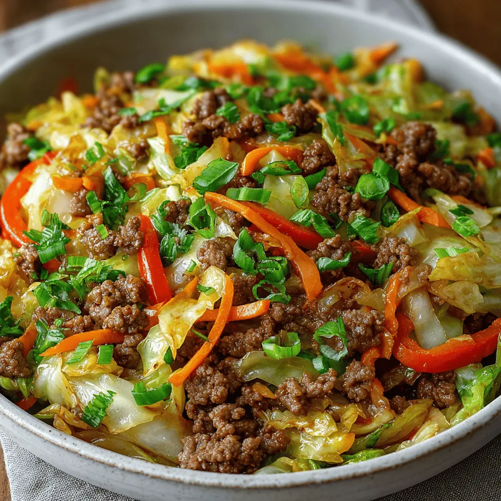 Healthy Chinese Ground Beef & Cabbage Stir Fry