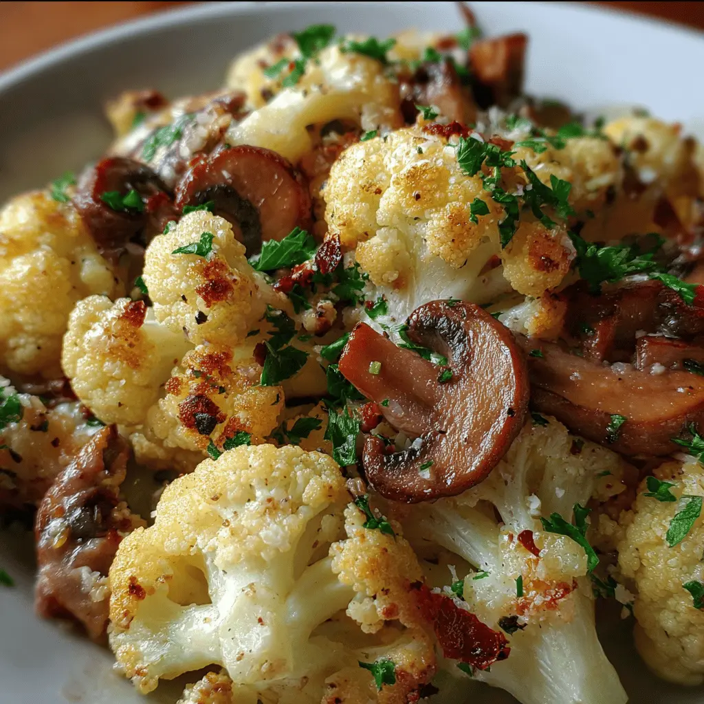 Garlic Cauliflower and Mushrooms