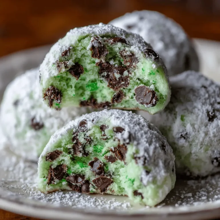 Mint Chocolate Chip Snowball Cookies