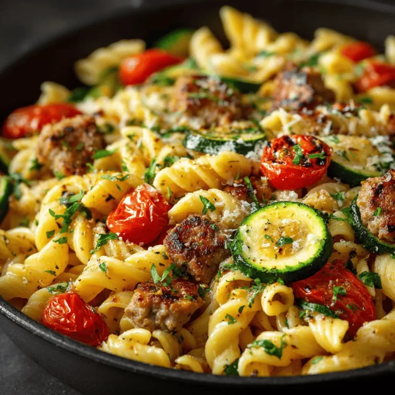Zucchini & Tomato Chicken Sausage Pasta Skillet