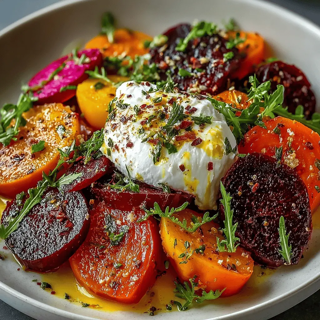Roasted Beets and Carrots Salad with Burrata