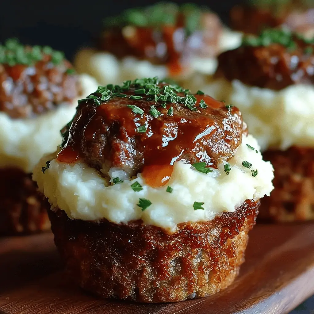 Meatloaf Cupcakes with Mashed Potato