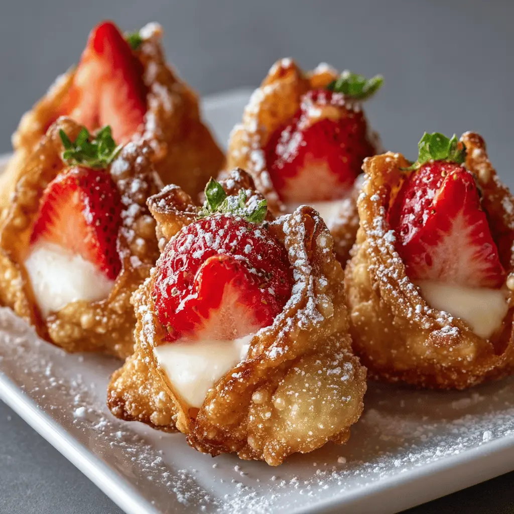 Deep-Fried Strawberry Cheesecake Stuffed Wonton Bites