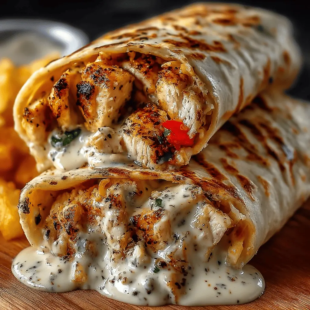 Cheesy Garlic Chicken Wraps
