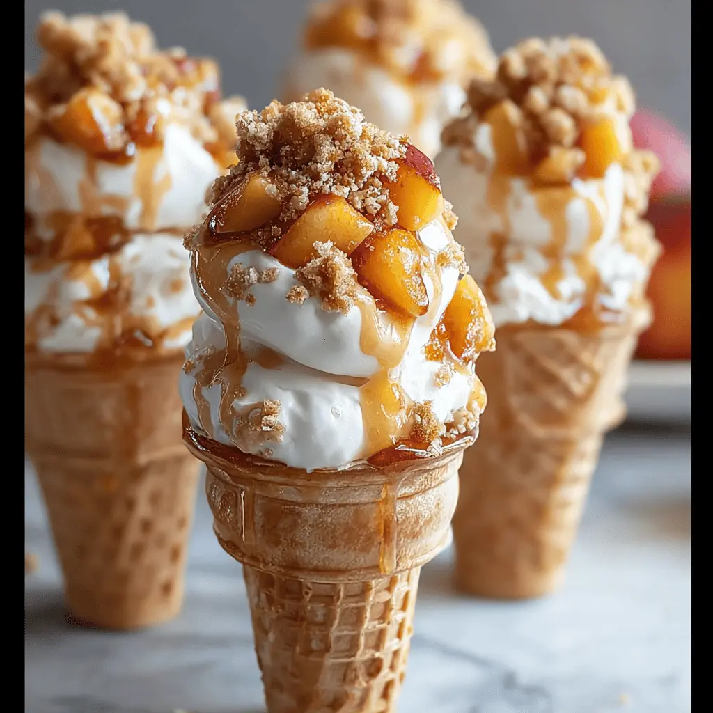 Peach Cobbler Cheesecake Cones